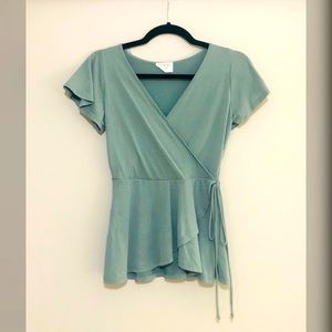 Sea green wrap shirt